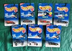 Lot of 7 Vintage 1990s Mattel Hot Wheels Diecast Cars New in Package - Picture 1 of 8