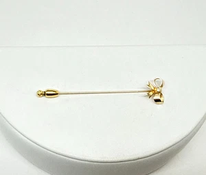 Vintage estate 14k Yellow Gold Bow stick Pin 3D 1.2 grams Elegant - Picture 1 of 7
