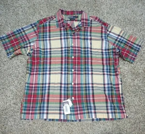 NEW Vintage Polo Ralph Lauren Shirt Mens XL Plaid Caldwell Camp Loop Collar - Picture 1 of 8
