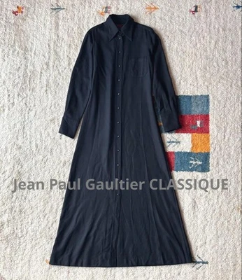 Jean Paul Gaultier Classic Wool Long Shirt Dress Black Maxi 90S - Image 1 of 4