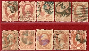 US 1873, #O83/93, War, 10 Different, Used, SCV $184.50 - Picture 1 of 2