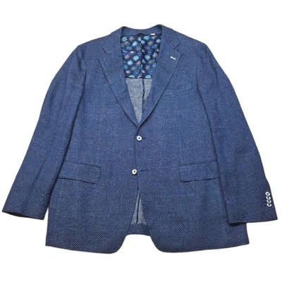 Abrigo deportivo Robert Graham algodón lino para hombre 48R azul texturizado ajuste a medida Blazer Foto 1 de 4