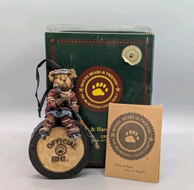 Boyds Bears "Mario Hat Trick" #25718 Christmas Ornament Hockey Player Puck Stick - Image 1 of 4