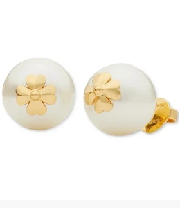 NUEVO KATE SPADE NEW YORK PERLA FLOR EMBLEMA ARETES BOLSA - Imagen 1 de 1