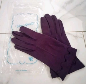 Guantes de nailon vintage Van Raalte para mujer púrpura con recortes festoneados bolsa original - Imagen 1 de 2