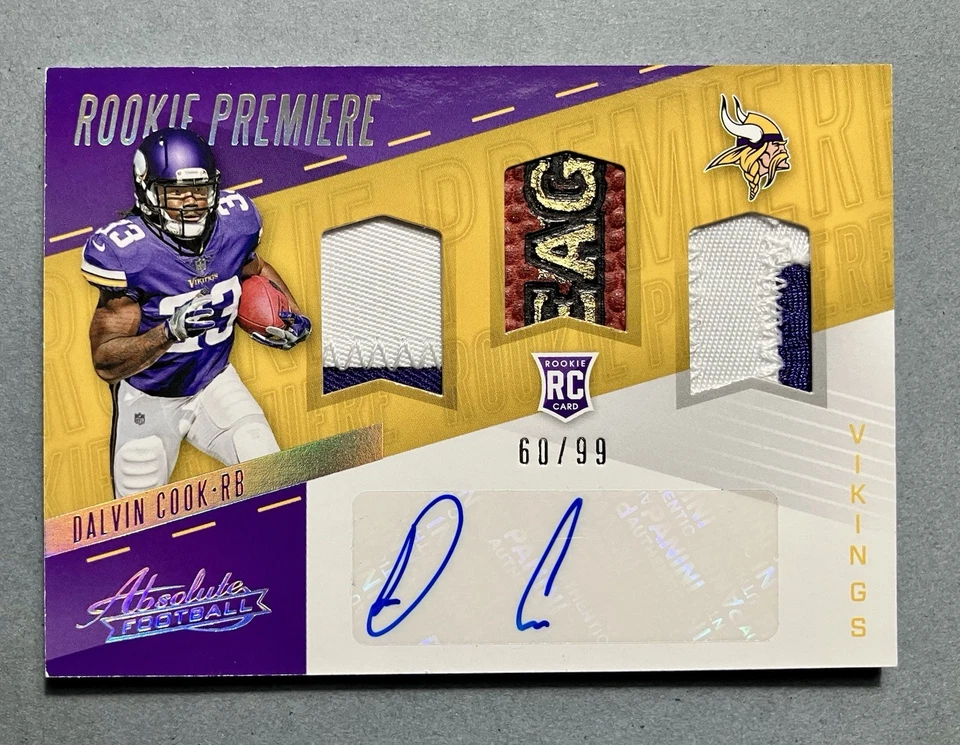 2017 DALVIN COOK Absolute Rookie Premier RC 60/99 Auto Card# 203 - Image 1 of 4