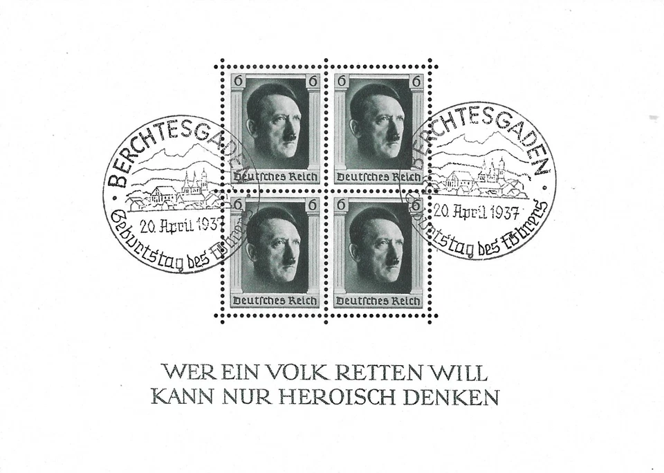 Segunda Guerra Mundial Segunda Guerra Mundial Tercer Reich alemán usado nunca bisagras goma original Bl. 7 B 102 hoja perfecta Foto 1 de 1