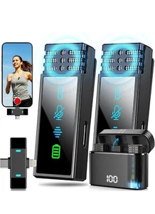 Lavalier Wireless Microphone Audio Video Recording Mini Mic For Android/iphone - Picture 1 of 9