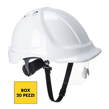 Box 20 elmetti caschi ventilati da lavoro con visiera DPI 2a cat. bianchi