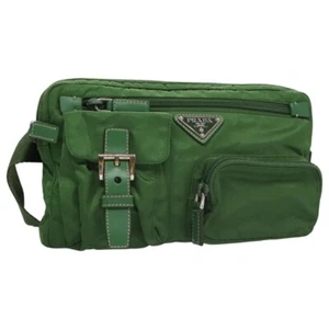 PRADA Waist Bag Nylon Green Silver Auth 105286 - Picture 1 of 24