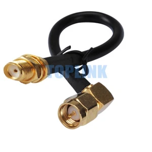 SMA Female Jack to SMA Male Plug Right Angle Adapter RF Pigtail Coax Cable RG58 - Picture 1 of 3
