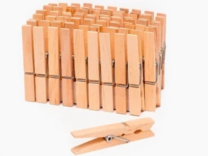 25 Stück Holz Wäscheklammern natur / gesteckt geschrumpft Heckmann Germany - Bild 1 von 1