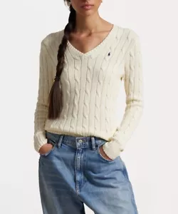 POLO RALPH LAUREN KIMBERLY MAGLIONE MANICA LUNGA bianco sporco taglia M orig. 148€ nuovo con etichetta - Foto 1 di 7