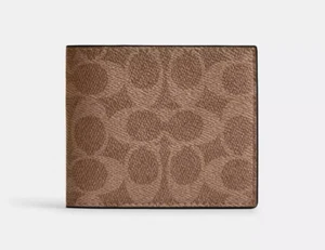 Coach Men's Tan/Black Signature Coated Canvas ID Billfold Wallet (CY394) - NWT - Picture 1 of 3