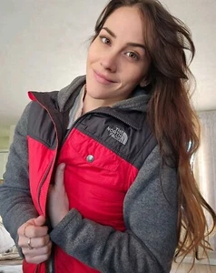 The North Face Large (14/16) Jacket Red Gray Thermal Sport Hooded Zip Up Boys L - Picture 1 of 7