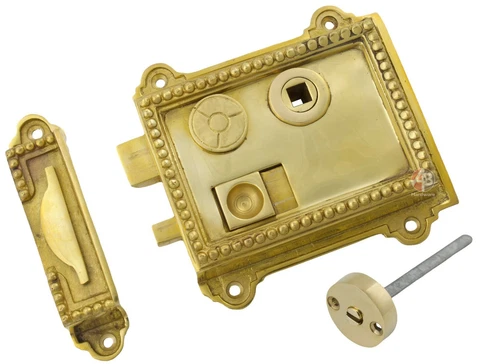 Solid Brass Regency Style Vintage Victorian Olde Bathroom Rim Latch Lock Cover