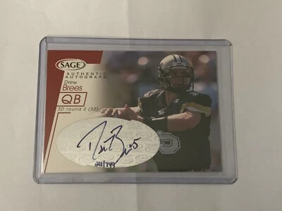 🔥2001 Sage Authentic Auto 211/749 Drew Brees Purdue New Orleans card A8 Rookie - Image 1 of 2