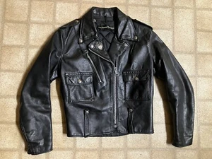 Vintage 1970s AMF HARLEY DAVIDSON Cycle Queen LEATHER JACKET 36 Chopper - Picture 1 of 8
