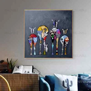 Manifesti famiglia astratti quattro mozziconi zebra colorati pittura animali carini - Foto 1 di 5