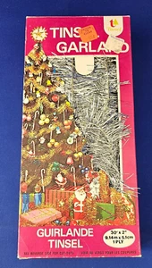 Vintage 30 ' x 2" Fireproof TINSEL GARLAND in Original Box made in Canada - Picture 1 of 11