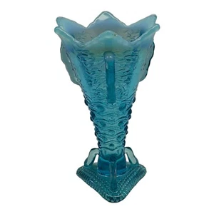 Jefferson Aurora Borealis Blue Opalescent Novelty Vase READ!! - Picture 1 of 12