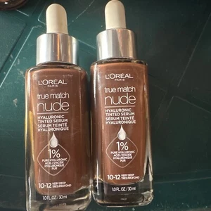 2 L'Oreal Paris True Match Nude Hyaluronic Tinted Serum 10-12 Very Deep - Picture 1 of 2