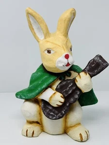 Vintage Dept 56 (?) Paper Mache Rabbit Bunny Playing Ukulele 12" Figure - Picture 1 of 6