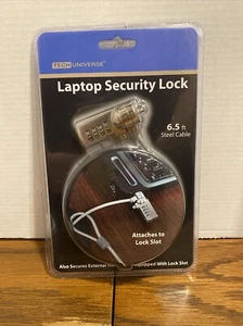 Combinación de seguridad para computadora portátil Tech Universe bloqueo cable de acero 6,5 pies NUEVO - Imagen 1 de 6