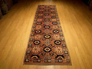 3 x 11 Handmade High Quality Turkoman Hall Runner _Natural Dyes Hand Spun Wool - Picture 1 of 10