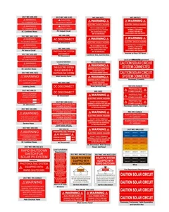 62 Premium UV Resistant Solar PV Safety Photovoltaic System Labels NEC 2017 - Picture 1 of 1