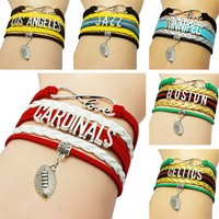 Retro Dallas Cowboys Football Fans NFL Infinity Love Bracelet Sport Charm Bangle