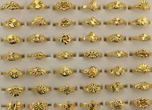 60 pièces neuves en gros lots de bijoux assortiment plaqué or alliage mode bagues pour femmes - Photo 1/5