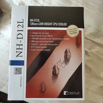 Noctua NH-D12L Dual Tower CPU Cooler, 1x NF-A12x25 PWM Fan, Copper Base/Heatpipe - Image 1 of 4