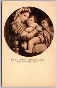 Vtg Raffaello La Madonna detta della Seggiola Regia Galleria Firenze Postcard - Picture 1 of 2