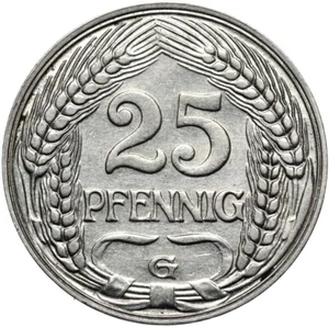 German Reich-Empire-J. 18-coin-25 Pfennig 1909 G-nickel - Picture 1 of 2