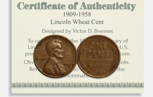 1909-1958 S LINCOLN WHEAT CENT mit COA San Francisco Mint VDB Sammlermünze - Bild 1 von 9