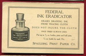 Cartolina Pubblicitaria Inchiostro Federale Eradicatore Spaulding Stampa Carta Co B395 - Foto 1 di 2