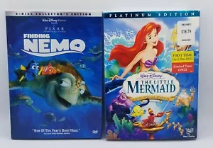 Little Mermaid Platinum Edition New & Finding Nemo Pre-own Disney DVD Bundle - Foto 1 di 8
