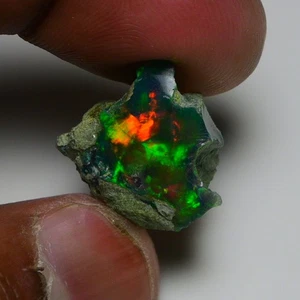 Schwarzopal grob 11,50 kt natürlicher äthiopischer Welo Opal Roh Feuer Schmuckqualität - Bild 1 von 13