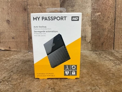 WD My Passport 1TB External USB 3.0 Portable Hard Drive Black WDBYNN0010BBK-0B - Image 1 of 4