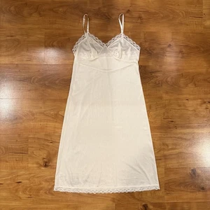Vintage 60s Deena Nylon Lace Trim Night Lingerie Slip Dress White Womens 36 READ - Picture 1 of 7