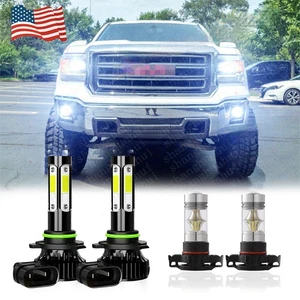 For 2014 2015 GMC Sierra 1500 8000K 9012 LED Headlight + 5202 Fog Light Bulbs 4x - Picture 1 of 11