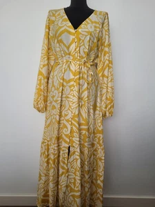 H&M Maxi-Kleid Aus Leichtem Crepé-Stoff XXS Gelb/ Okker NEU - Bild 1 von 4