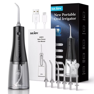 SEJOY Water Flosser Cordless 5 Mode Oral Irrigator 6 Jet Tips Pick Teeth Cleaner