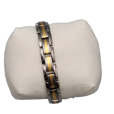 Mens Titanium Link Bracelet Two Toned Size 8.5 - Image 1 of 4