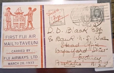 FIJI AIRWAYS Cover FIRST FLIGHT *TAVEUNI* Suva ILLUSTRATED. Scarce. Ref2025 - Image 1 of 2