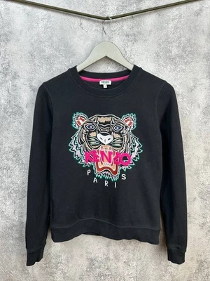 Sudadera Kenzo Paris Tiger Logo Bordado Negra Jersey Crew Para Mujer Talla S Foto 1 de 4