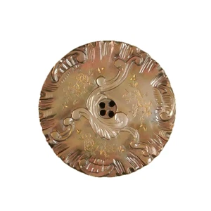Button Antique - Mother of Pearl Engraved - Style Rococo - 35 MM - 19th C. - - Picture 1 of 4