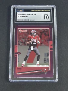 Donruss Tom Brady Season Stat Line 2020 púrpura #’d 18/24 CSG 10 gemas como nuevo POP 2 - Imagen 1 de 6