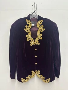 David Rose VTG USA Made Purple Plum Gold Blazer Jacket Button Embroidered 22W - Picture 1 of 10